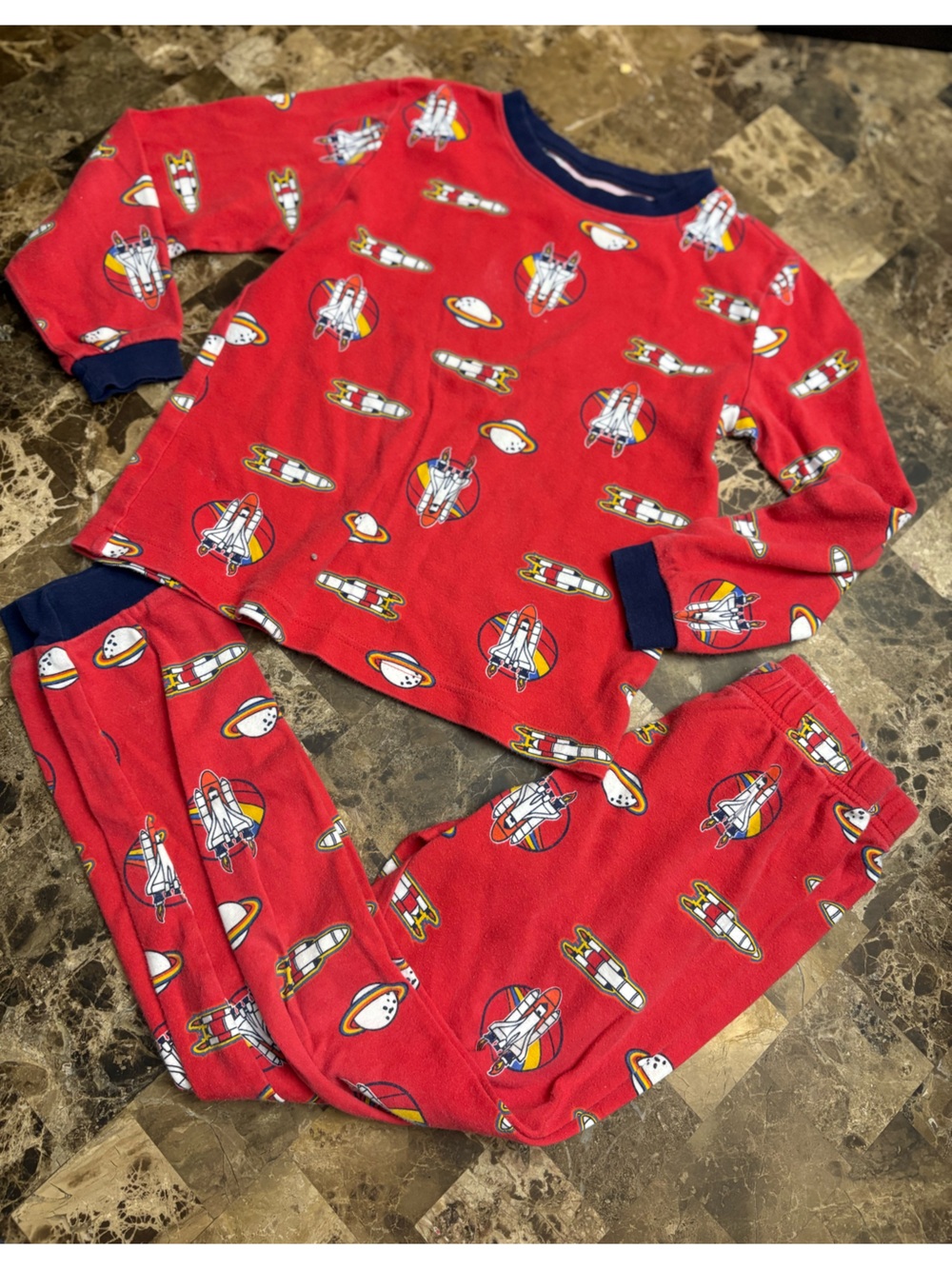 Pekkle Red Space Shuttle Kids Pajama Set 7-8 years